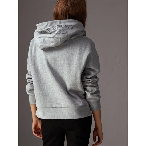 burberry womens embroidered hood fleece-back jersey sweatshirt|burberry clothing website.